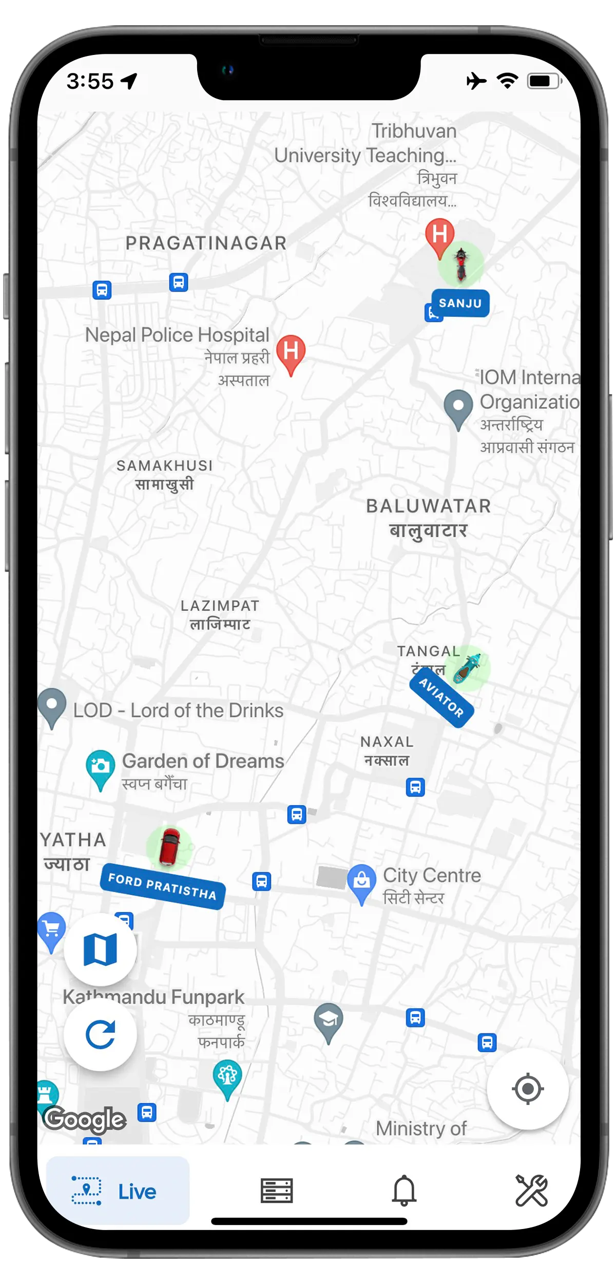 Trackon GPS Mobile App All Vehicle View